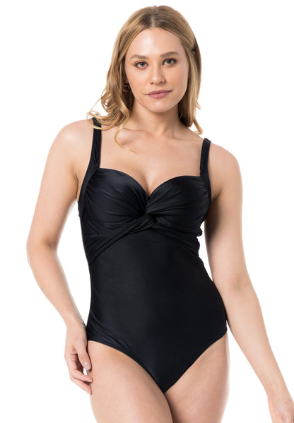 Gallery: Lua Morena One-Piece Maio Meia-Taca Liso Preto