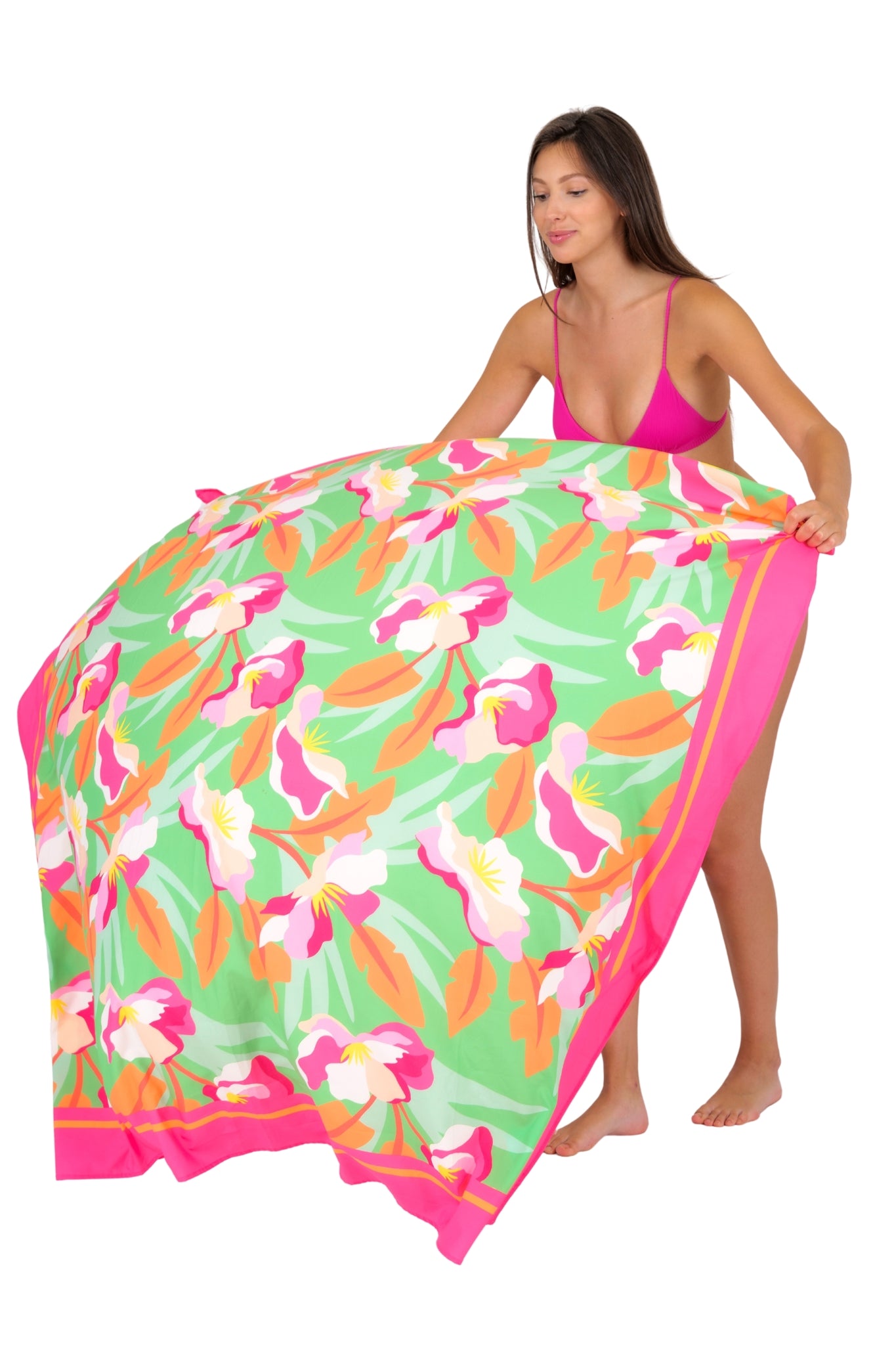 Image 03: Rio De Sol Pareo Green Bloom Canga