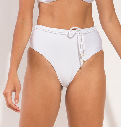 Image 10: Rio De Sol Bottom Bottom Shimmer-White Belted-High-Waist