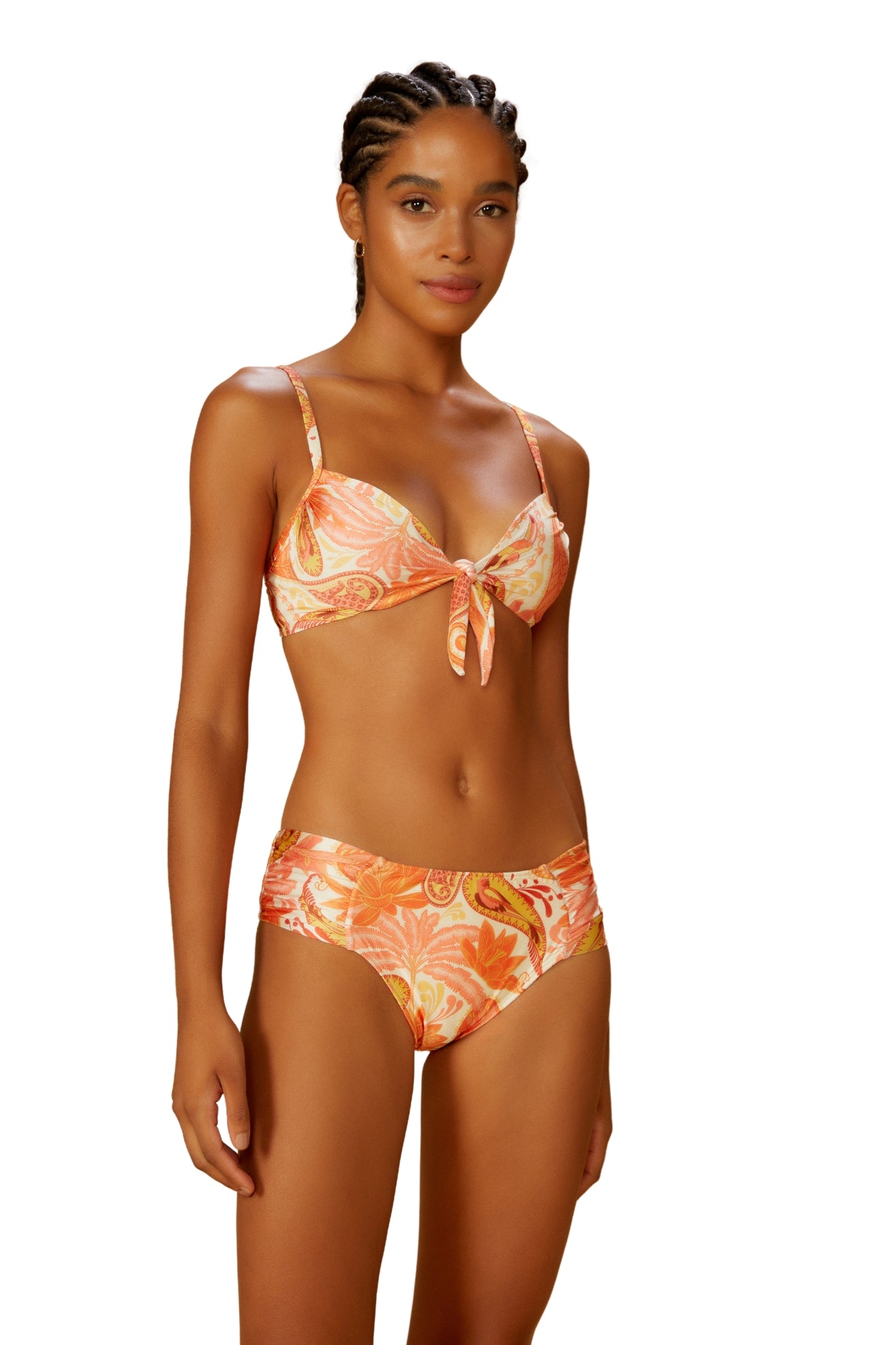 Model Front: Blueman Top Top Florest-Salmao Bardot