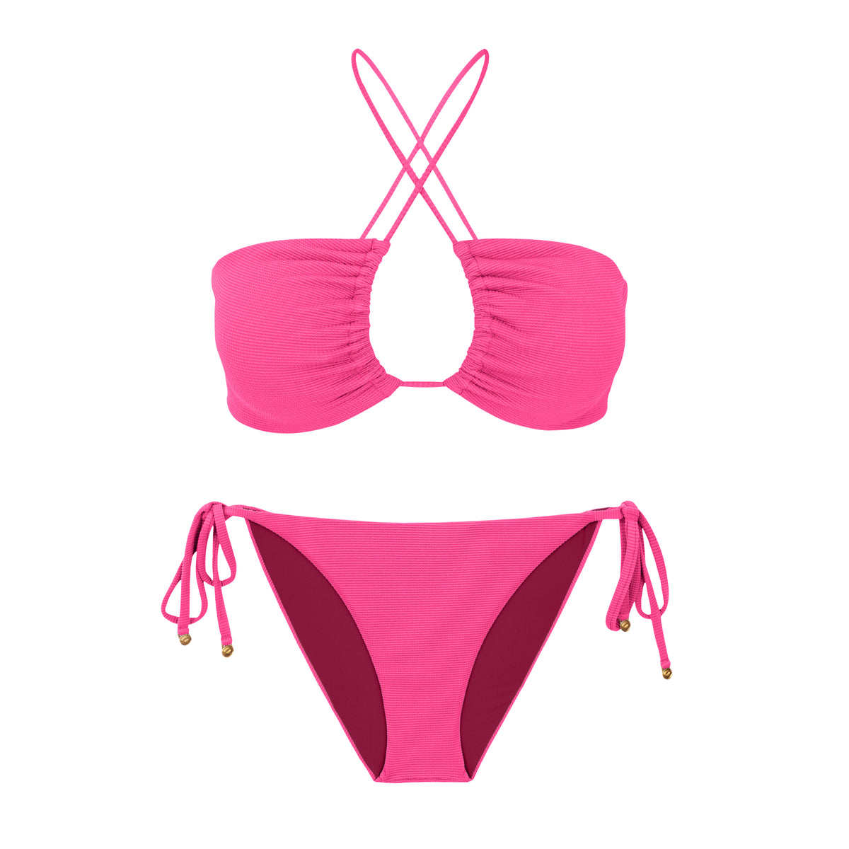 Product Front: Rio De Sol Two Piece Swimwear Set Mtx-Ultrapink Camille Ibiza-Comfy