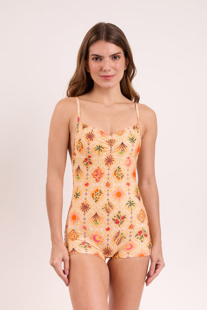 Model Front: Rio De Sol One-Piece Mosaico Margot