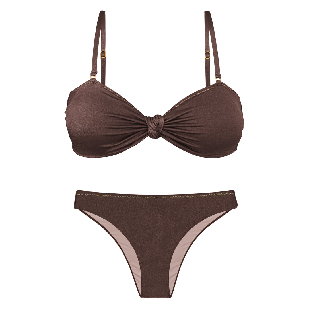 Product Front: Rio De Sol Set Set Shimmer-Coffee Bandeau-Joy Essential