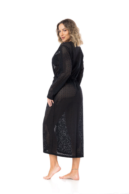 Model Back: La Playa Kaftans / Cover Ups Saida Longa Renda Preto
