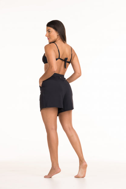 Model Back: La Playa Beach Short Shorts Crepe Preto