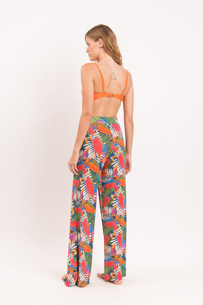 Model Back: Rio De Sol Beach Trousers Jungle Wide Pants