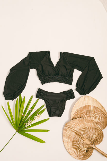 Image 05: Lua Morena Top Top Bufante Macrame Preto