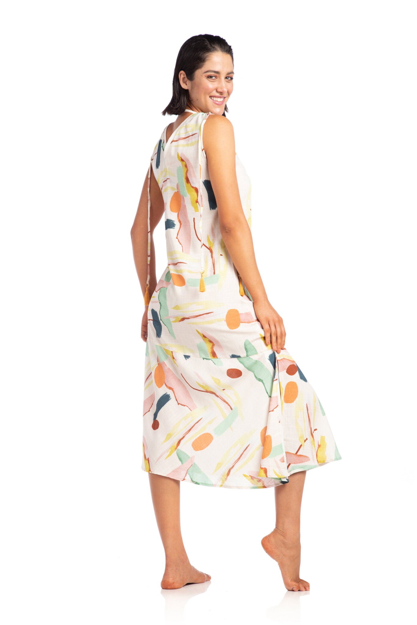 Model Back: La Playa Midi Dress Vestido Midi Paleta