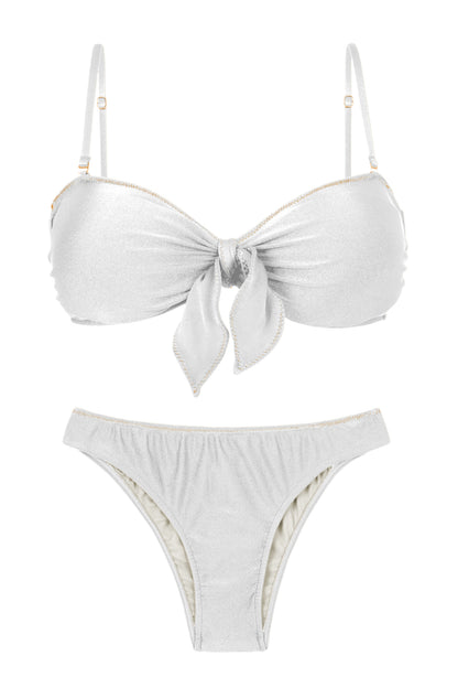Product Front: Rio De Sol Set Set Shimmer-White Bandeau-Knot Essential