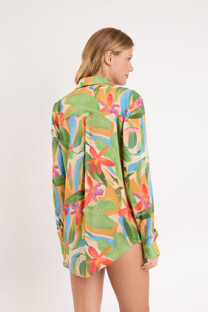Model Back: Rio De Sol Shirtdress Tropical Shirt Greta