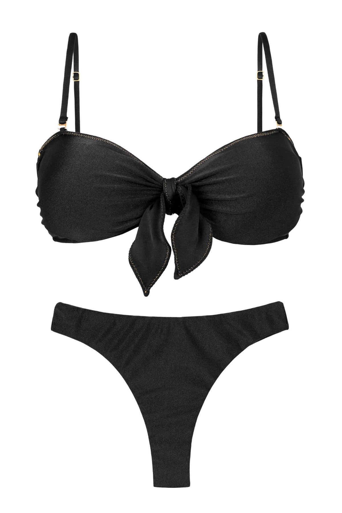 Product Front: Rio De Sol Set Set Shimmer-Black Bandeau-No Nice-Fio