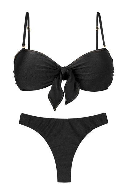 Product Front: Rio De Sol Set Set Shimmer-Black Bandeau-No Nice-Fio
