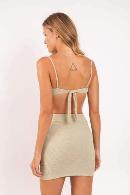 Model Back: Rio De Sol Beach Skirt Brisa-Pistache Rubi Skirt
