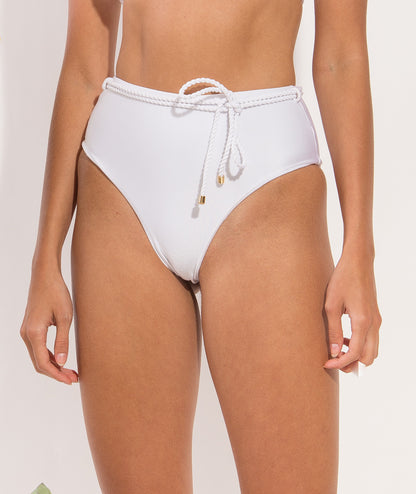Image 11: Rio De Sol Bottom Bottom Shimmer-White Belted-High-Waist