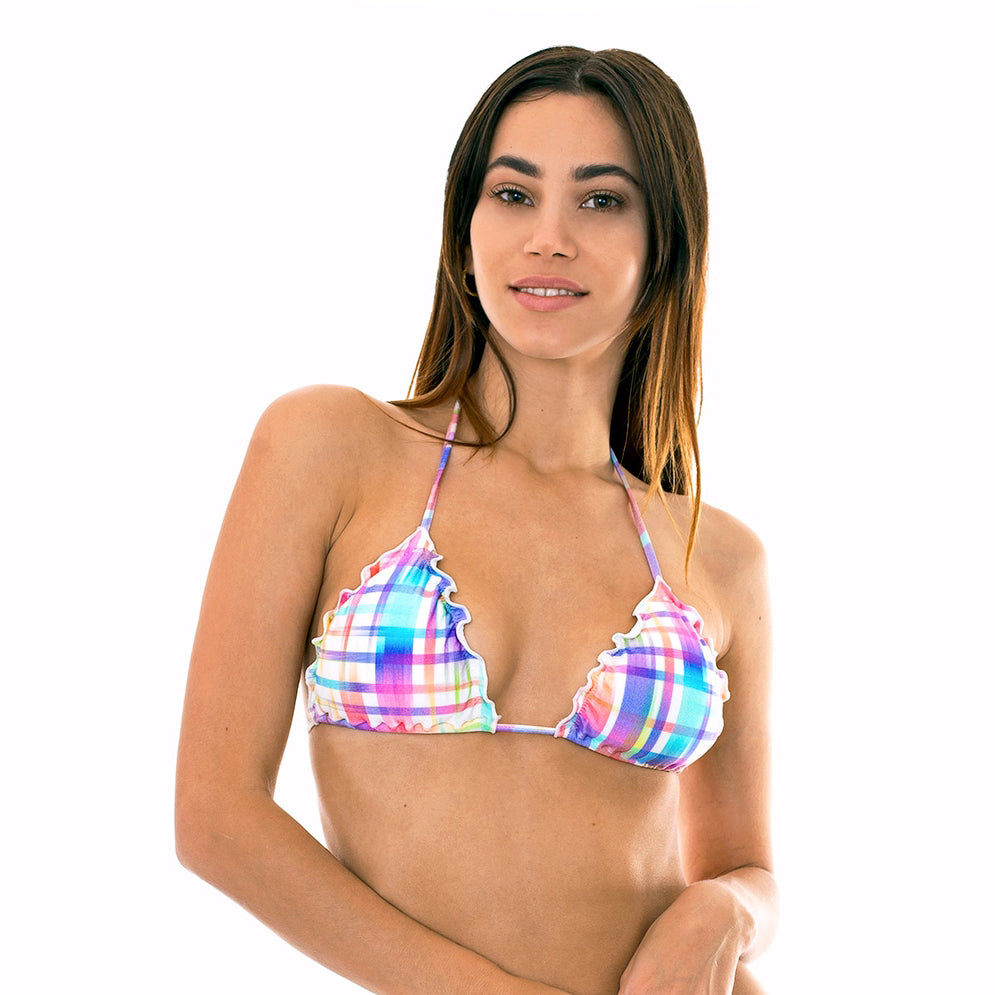 Model Front: Rio De Sol Top Soutien Plaid Frufru