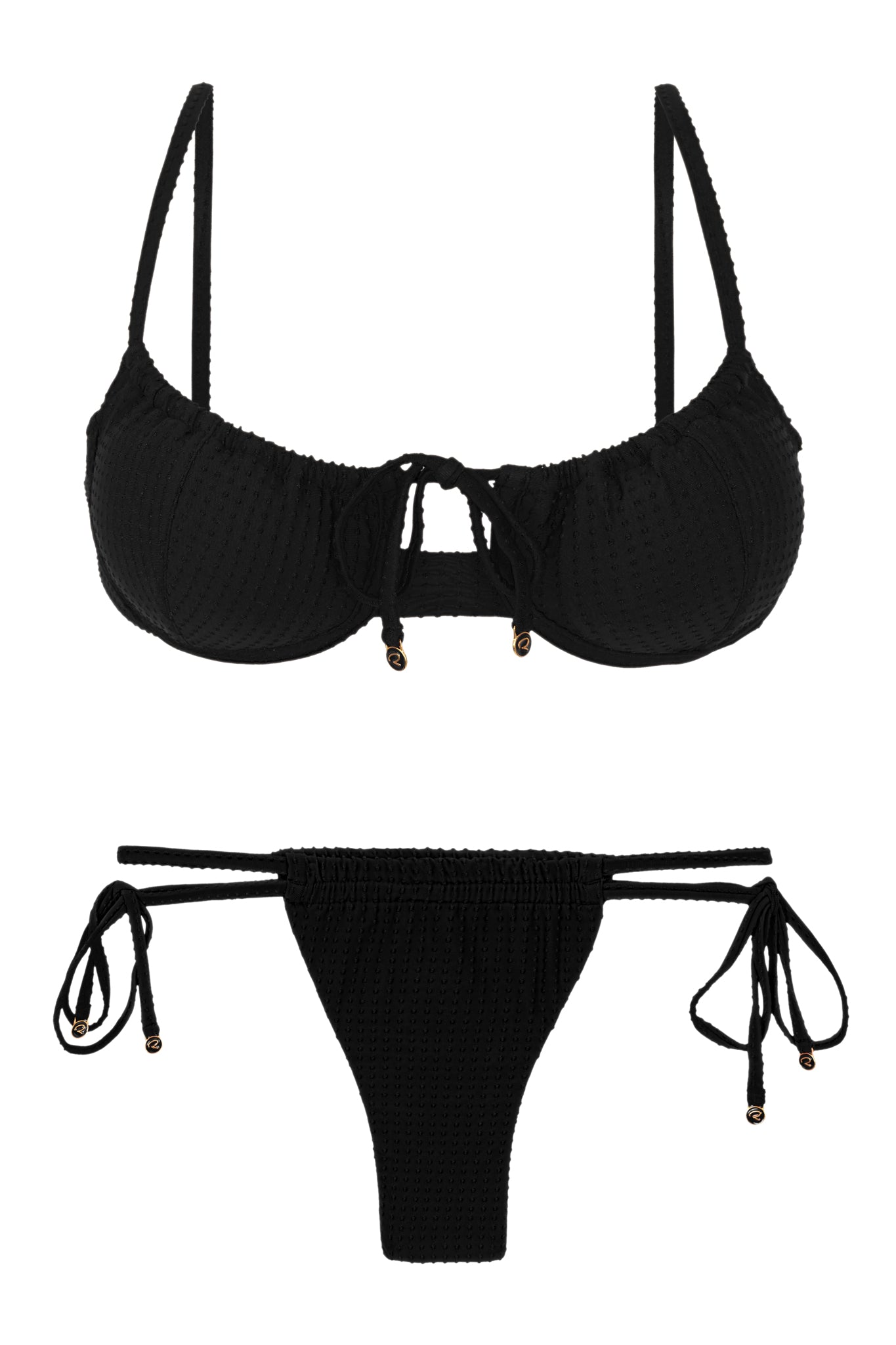 Product Front: Rio De Sol Set Set Dots-Black Balconet-Tie Pipa