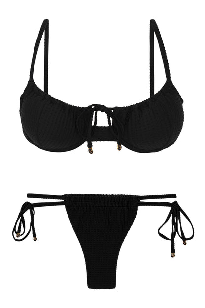 Product Front: Rio De Sol Set Set Dots-Black Balconet-Tie Pipa