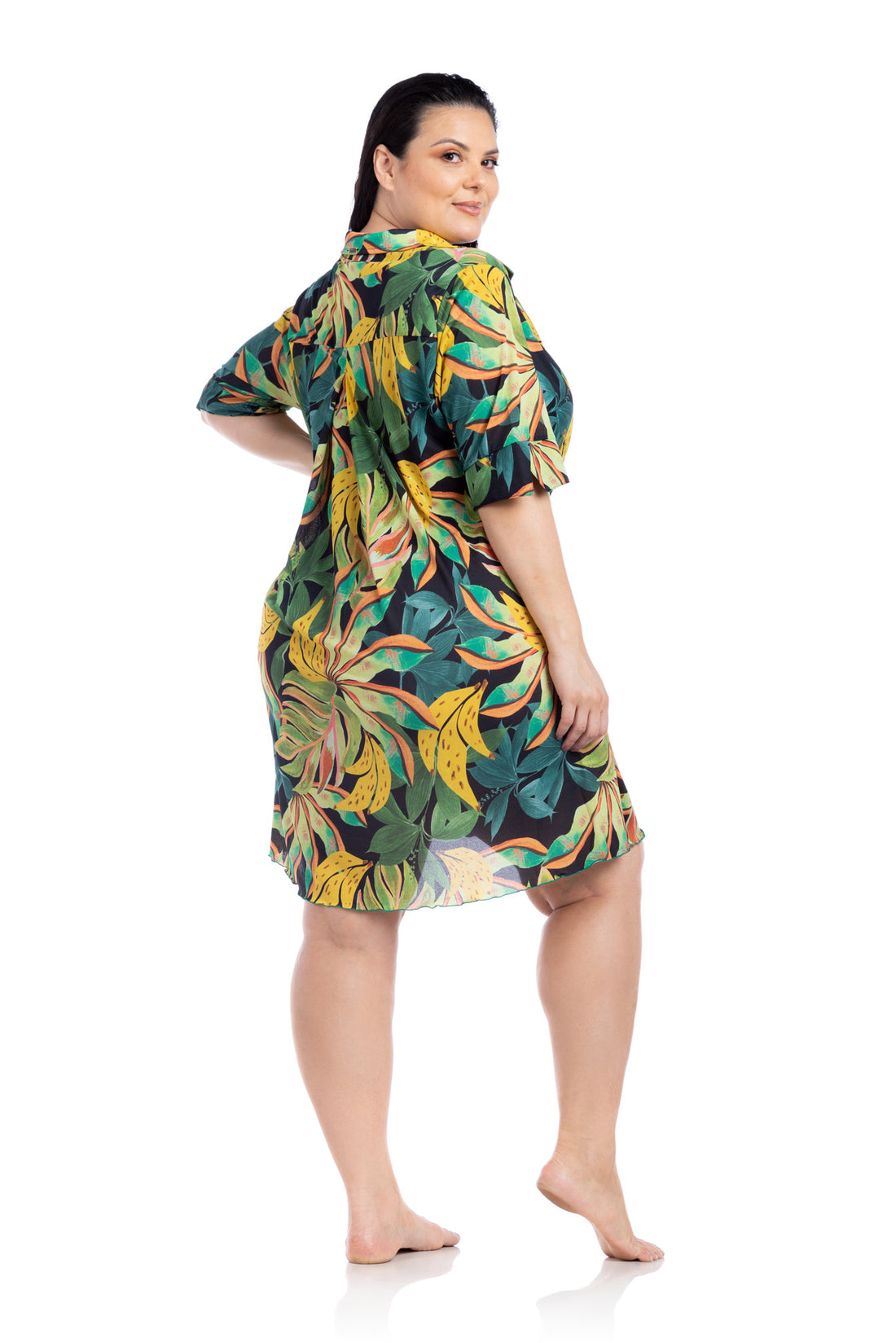 Model Back: La Playa Mini Dress Chemise Tropicool Preto