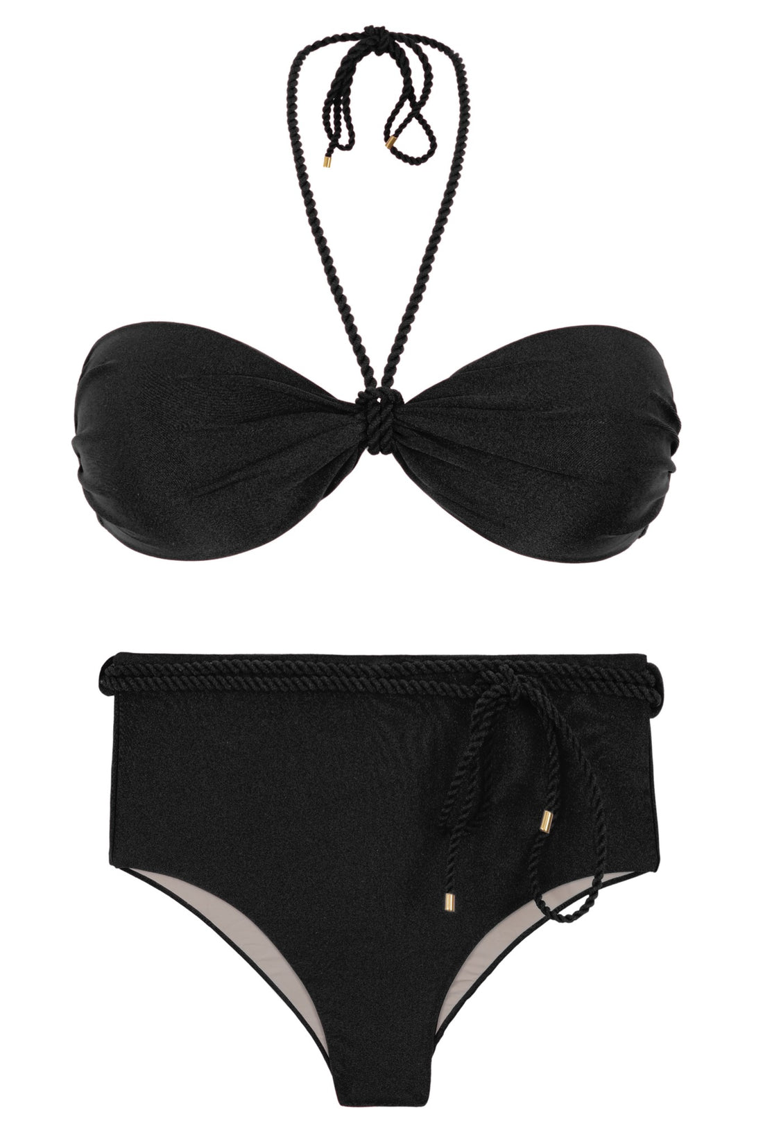 Product Front: Rio De Sol Set Set Shimmer-Black Twist Belted-High-Waist