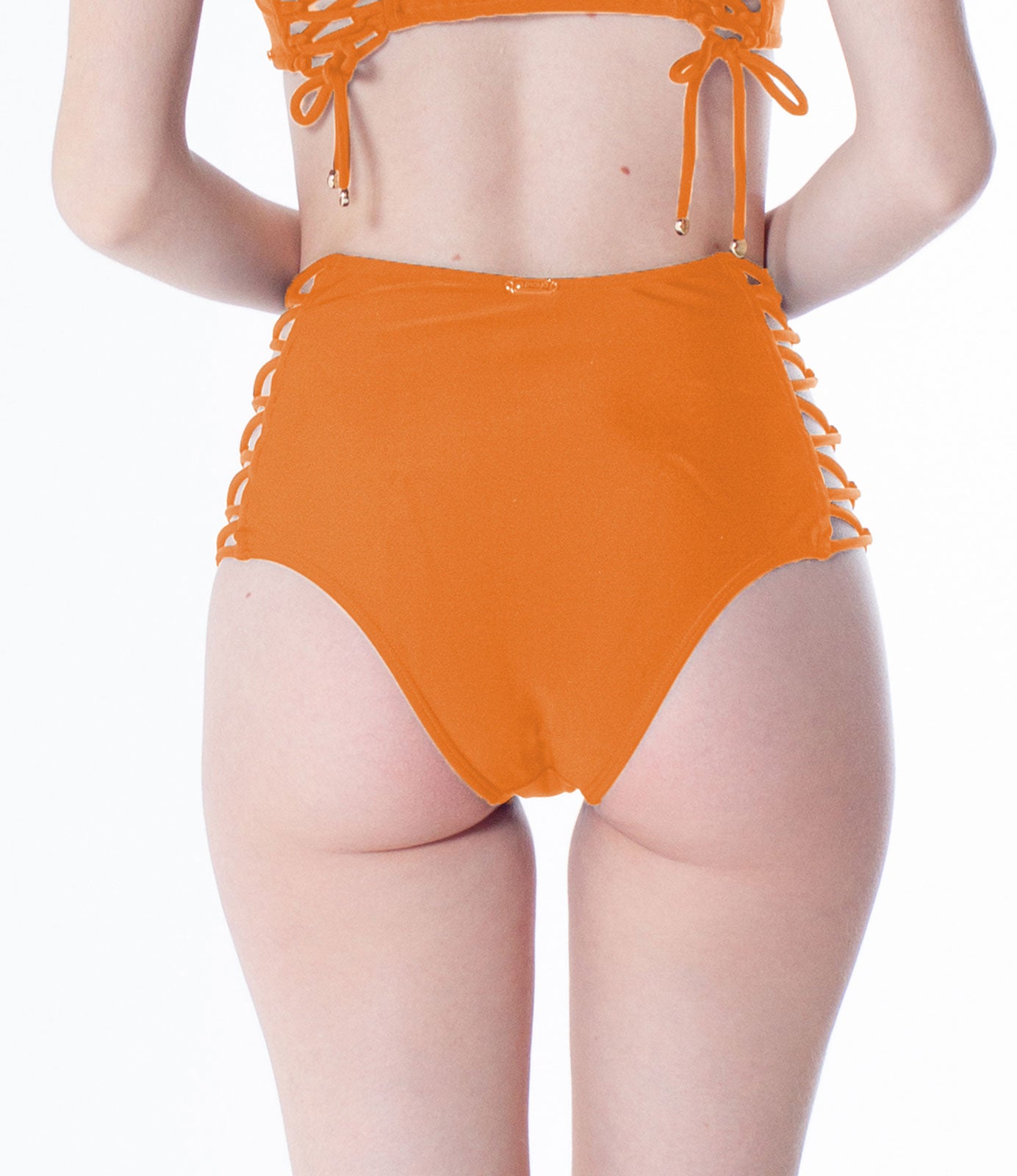 Model Back: La Playa Bottom Bottom Tiras Cruzadas Neon Laranja