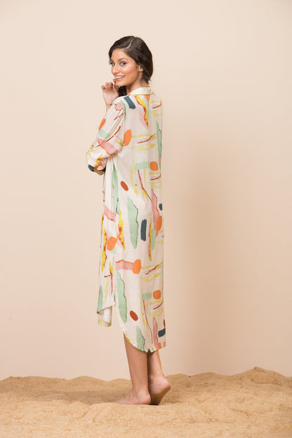 Image 02: La Playa Shirtdress Chemse Alongada Paleta