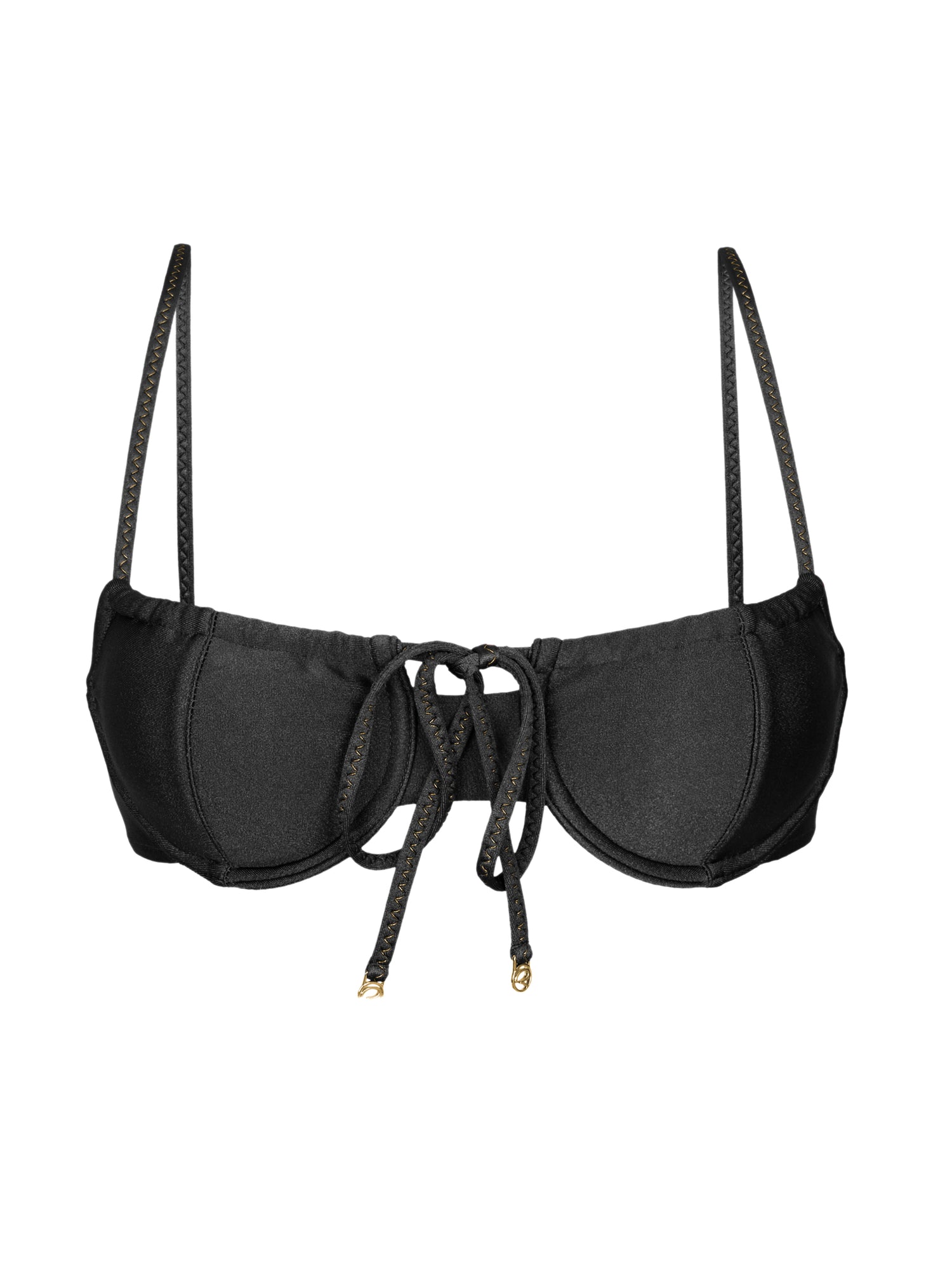 Product Front: Rio De Sol Top Top Shimmer-Black Balconet-Tie