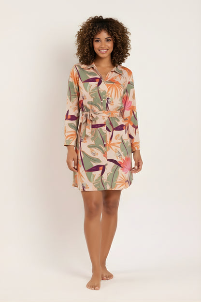 Model Front: Rio De Sol Shirtdress Oasis Chemise