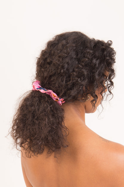 Model Front: Rio De Sol Hair Accessory Amore-Pink Scrunchie