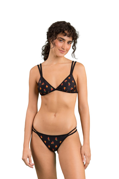 Model Front: Rio De Sol Two Piece Swimwear Set Cashew Tri-Duo Mini-Duo