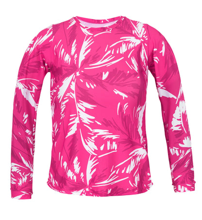 Product Front: Rio De Sol Bikini Tops Top Pink-Palms Rash-Guard