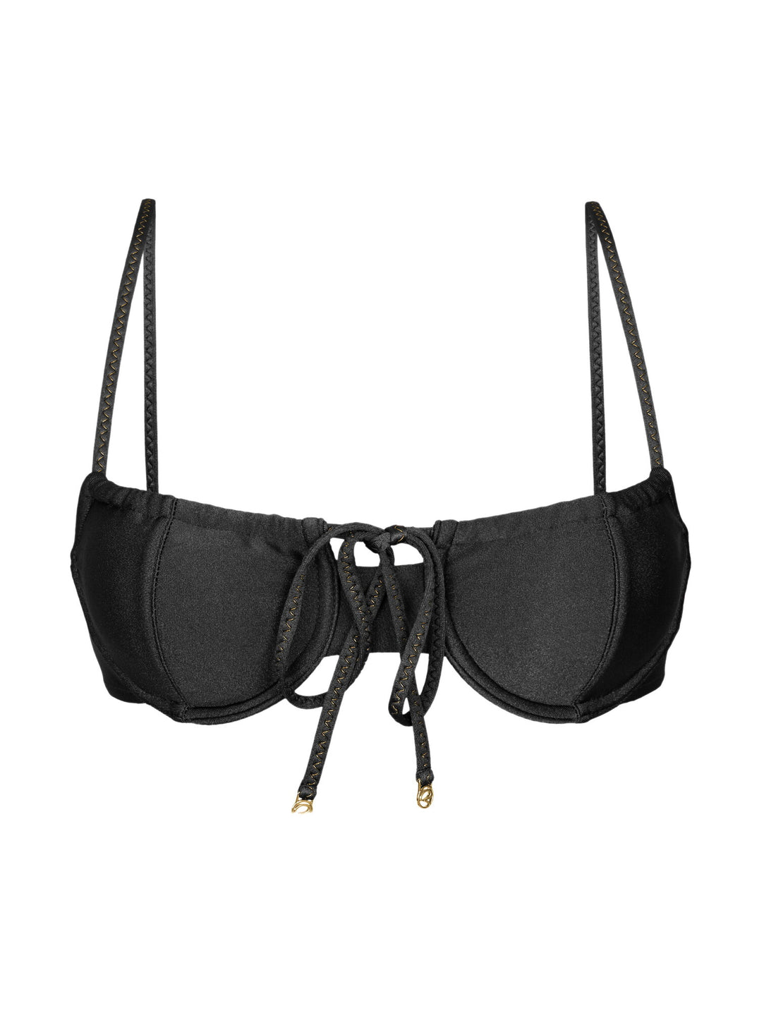 Product Front: Rio De Sol Bikini Tops Top Shimmer-Black Balconet-Tie