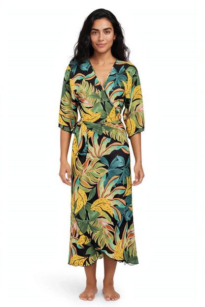 Model Front: La Playa Maxi Dresses Longo Borboleta Tropicool Preto