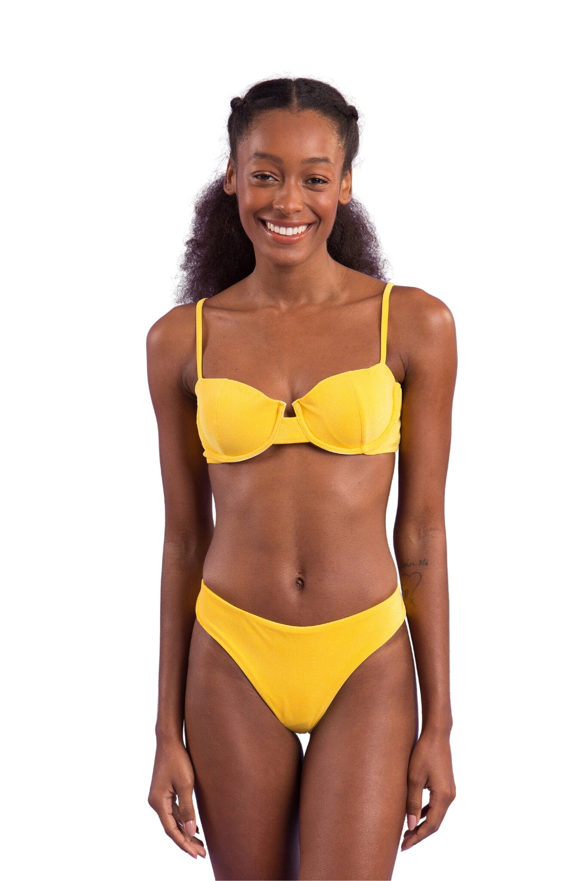 Model Front: Rio De Sol Bikini Bottoms Bottom Malibu-Yellow Ciao
