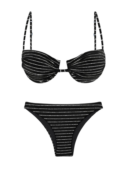 Product Front: Rio De Sol Two Piece Swimwear Set Linea-Black Zaya Leblon