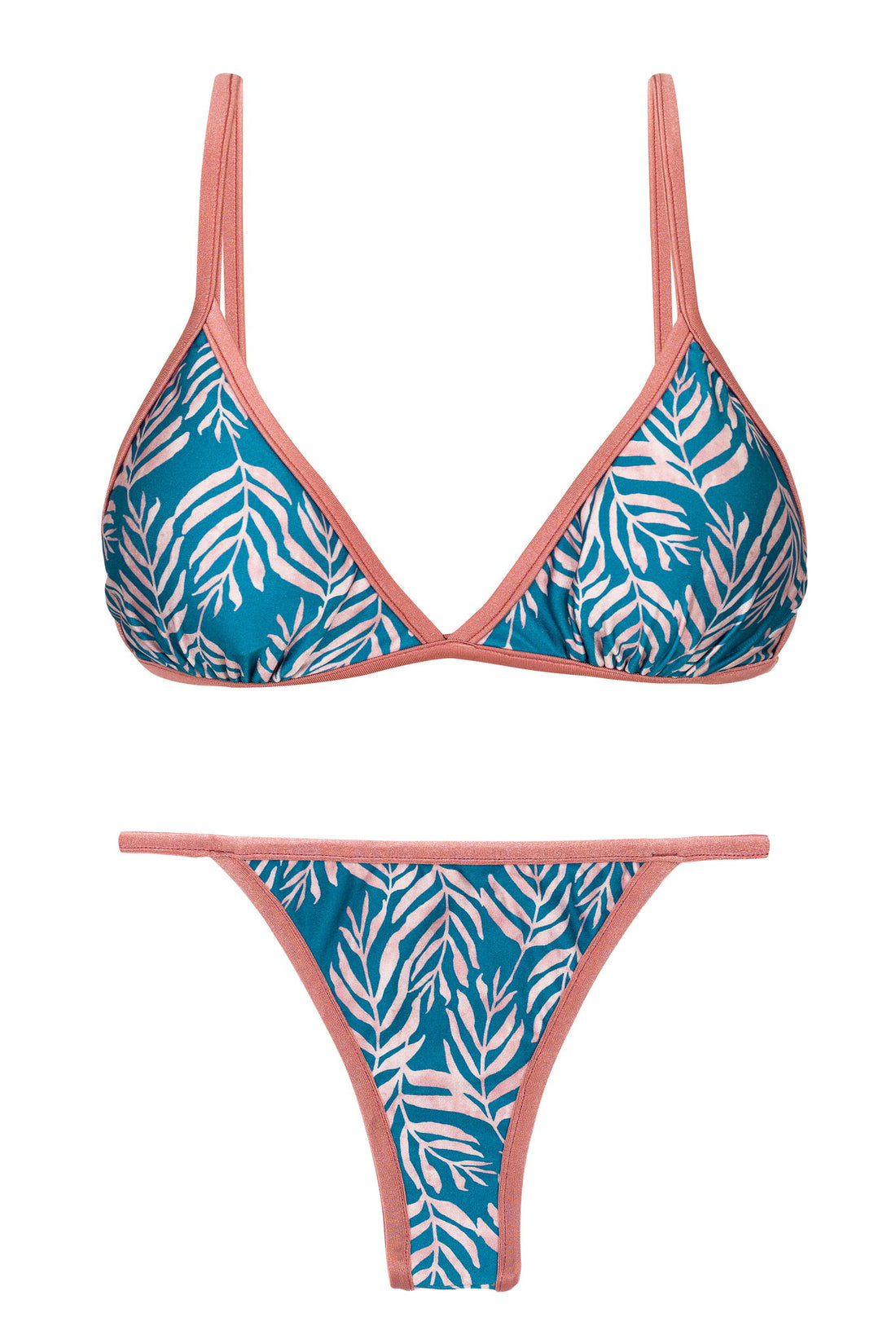 Product Front: Rio De Sol Two Piece Swimwear Set Palms-Blue Tri-Fixo California