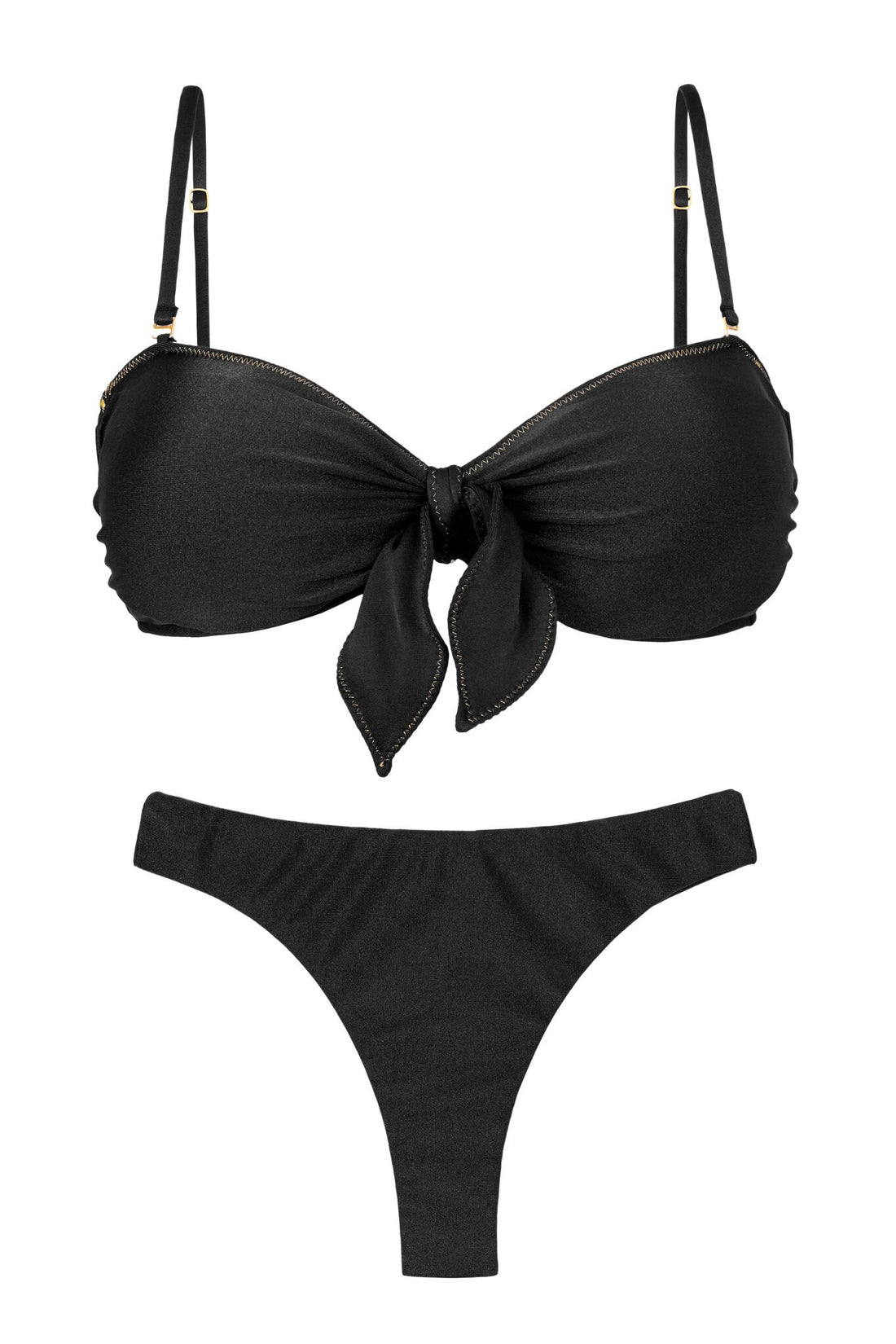 Product Front: Rio De Sol Two Piece Swimwear Set Shimmer-Black Bandeau-No Nice-Fio