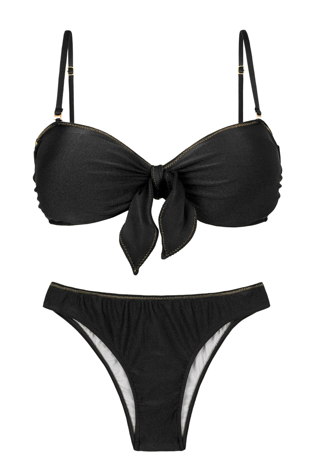 Product Front: Rio De Sol Two Piece Swimwear Set Shimmer-Black Bandeau-No Essential