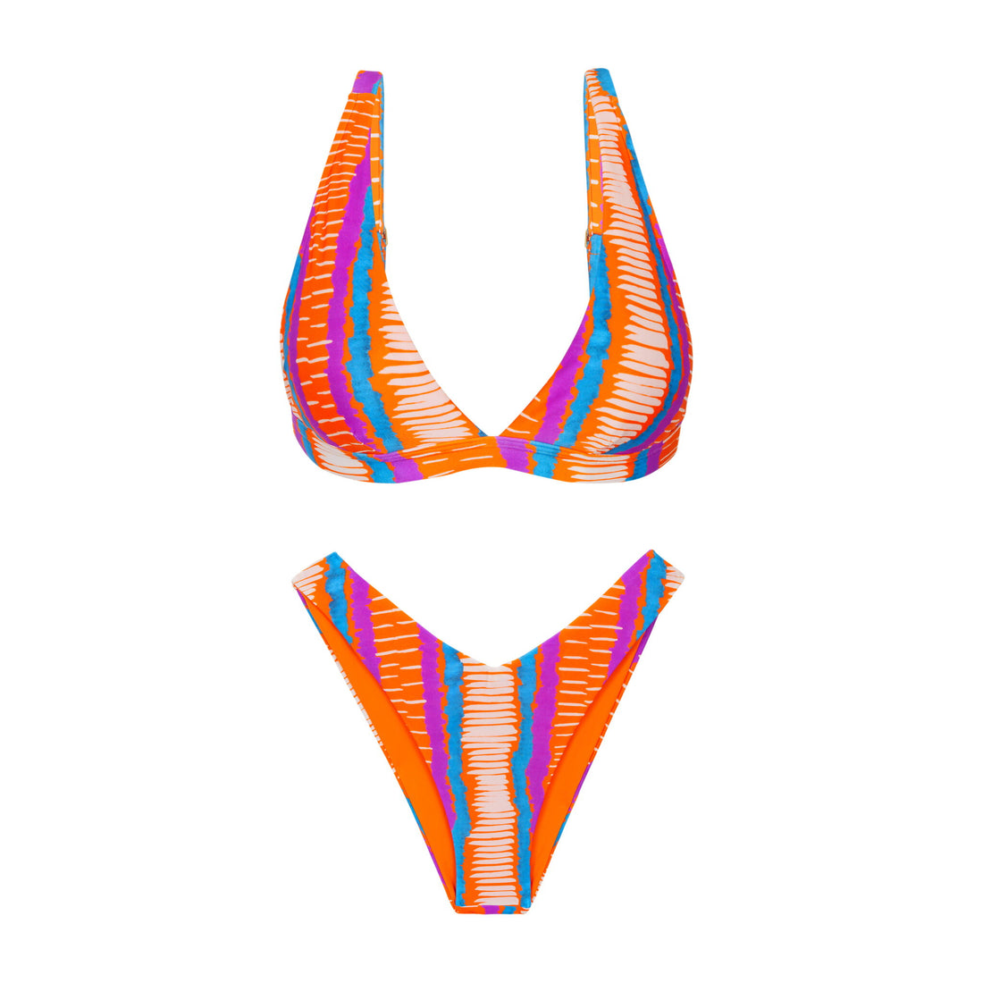Product Front: Rio De Sol Two Piece Swimwear Set Stripes Alba Cali