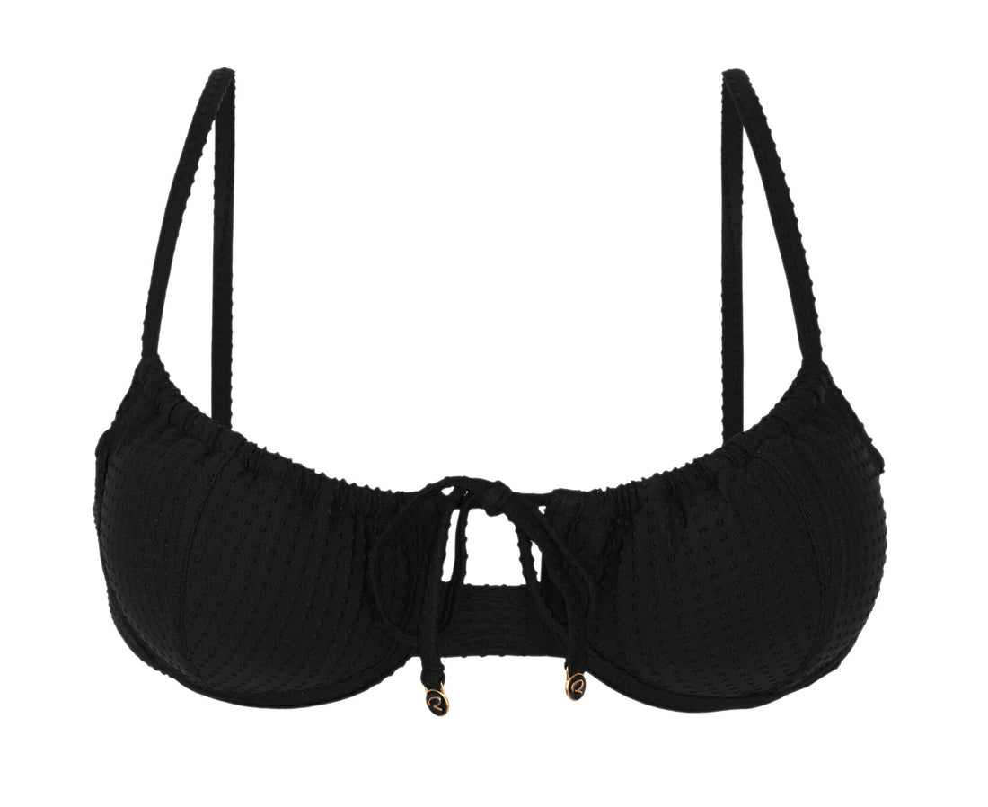Product Front: Rio De Sol Bikini Tops Top Dots-Black Balconet-Tie