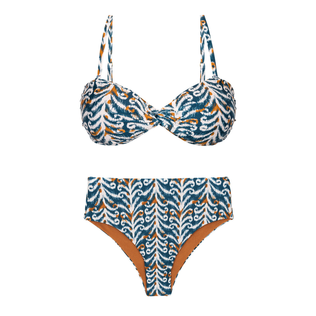 Product Front: Rio De Sol Two Piece Swimwear Set Ikat Twist Hotpants