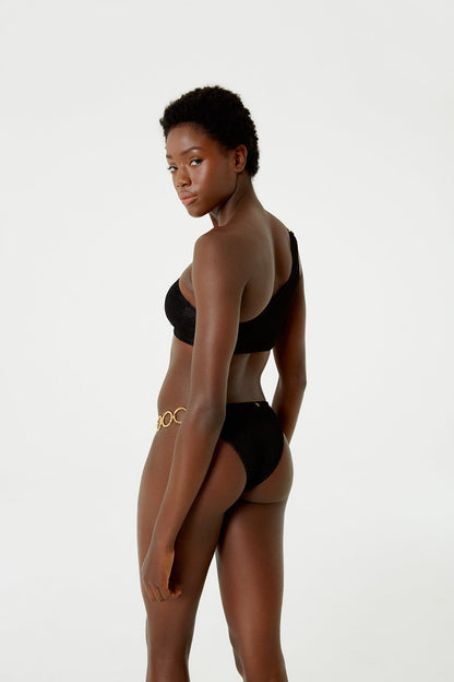 Image 03: Blueman Bikini Bottoms Bottom Textura Wavy Shine Preto