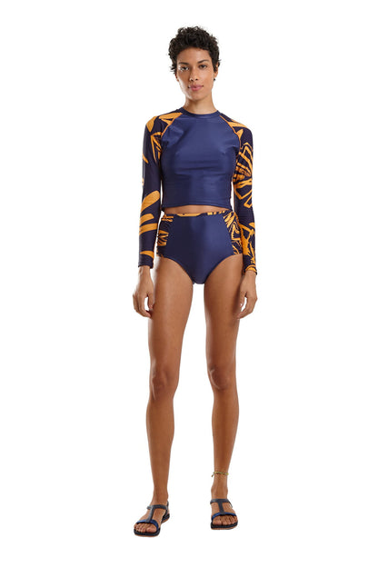 Model Front: Blueman Bikini Bottoms Bottom Board Bold Leafs