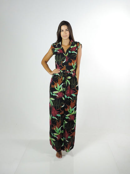 Model Front: La Playa Shirtdress Vestido Chemise Jungle