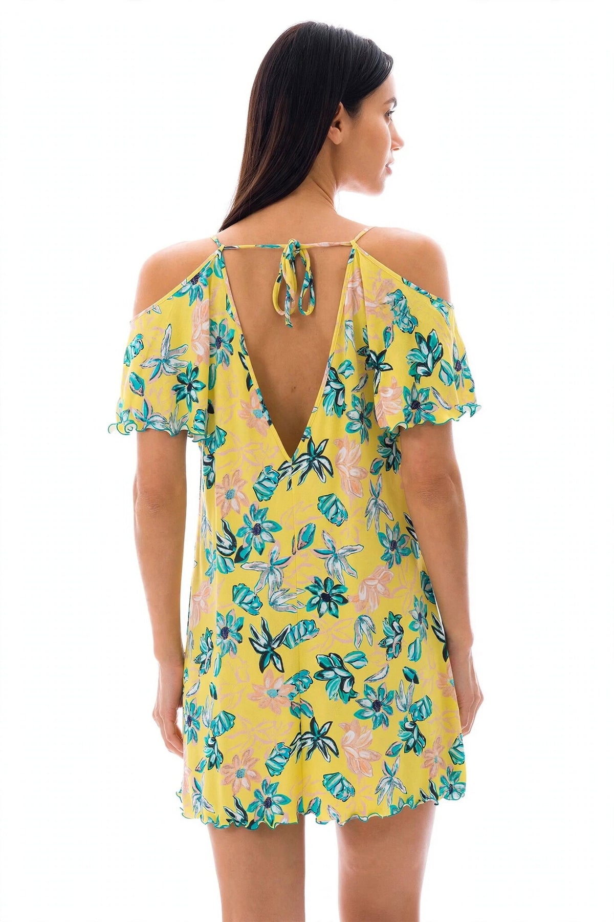 Model Back: Rio De Sol Mini Dresses Saida Florescer Off Shoulder