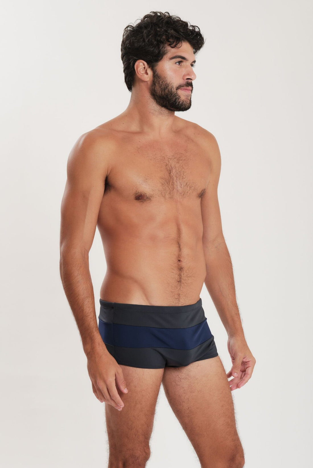 Model Front: Blueman Swim Trunks Sunga Army Crepusculo Bicolor Cinza