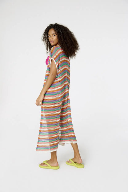 Model Back: Blueman Beach Dresses Blusa Kimono Listras