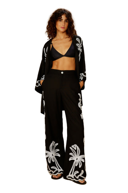 Image 03: Blueman Kaftans / Cover Ups Kimono Barrado Preto