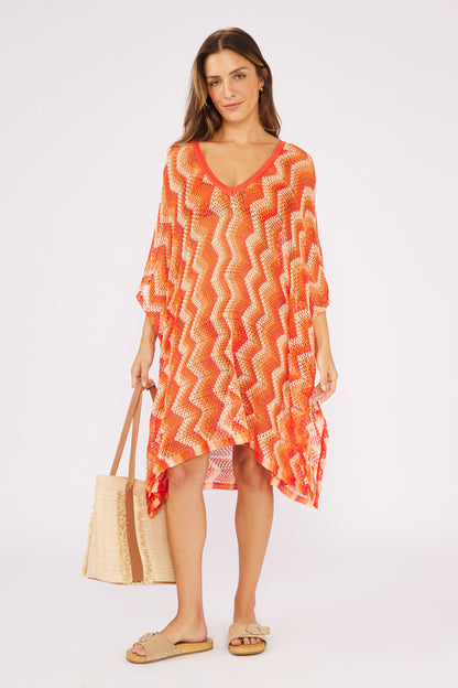 Model Front: Blueman Beach Dresses Laranja Midi Dress Tricot
