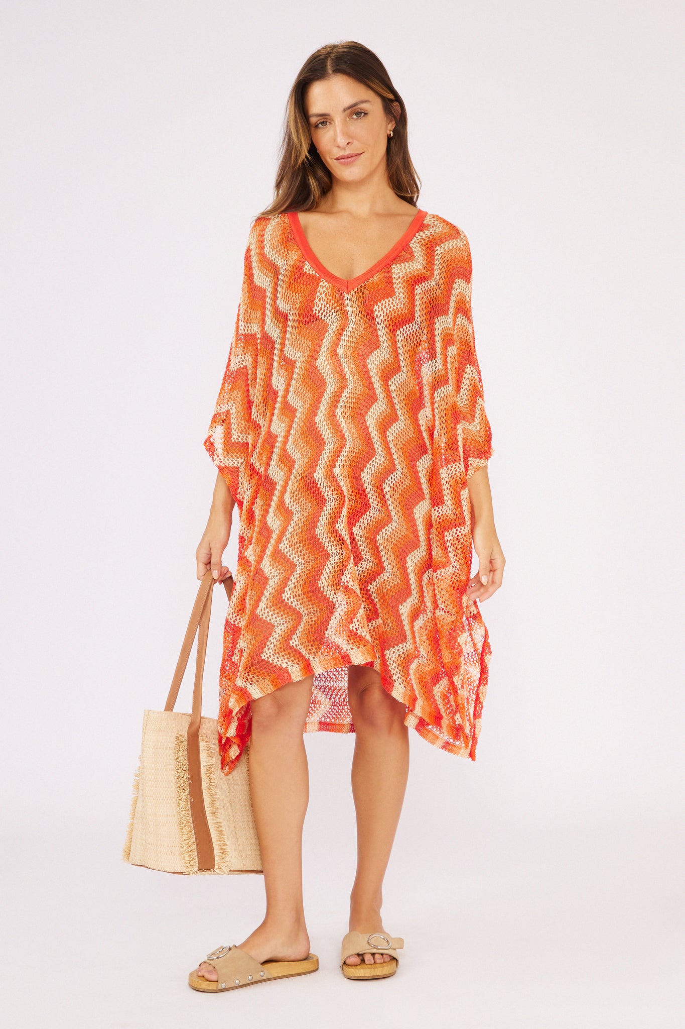 Model Front: Blueman Midi Dress Laranja Midi Dress Tricot