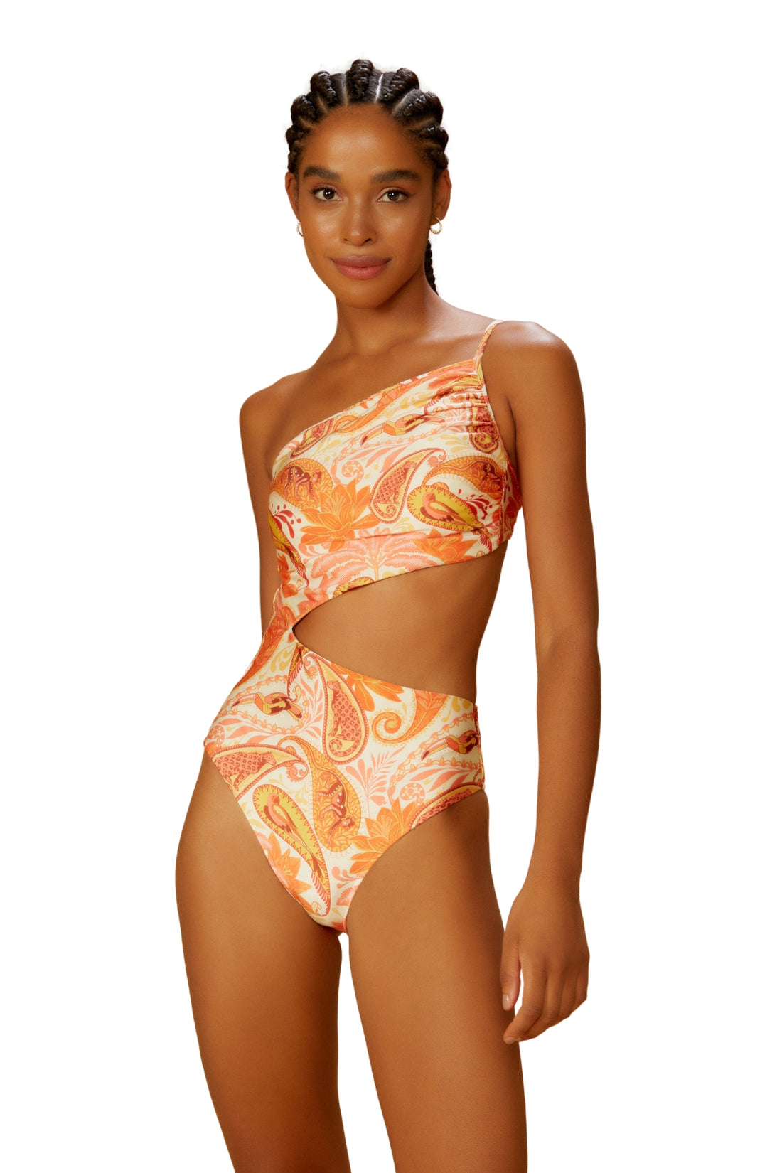 Model Front: Blueman One-Piece Maio Emma Florest Salmao